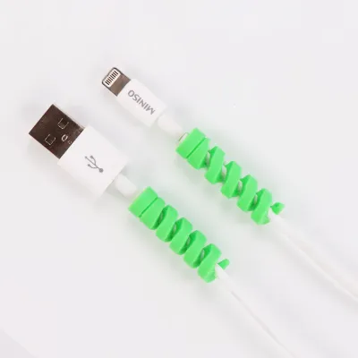 Simple Solid Color Silicone Spiral Data Cable Protective Cover