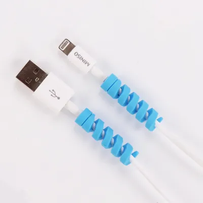 Simple Solid Color Silicone Spiral Data Cable Protective Cover