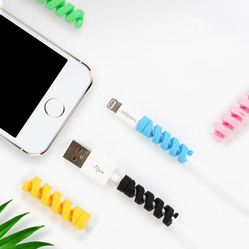 Simple Solid Color Silicone Spiral Data Cable Protective Cover