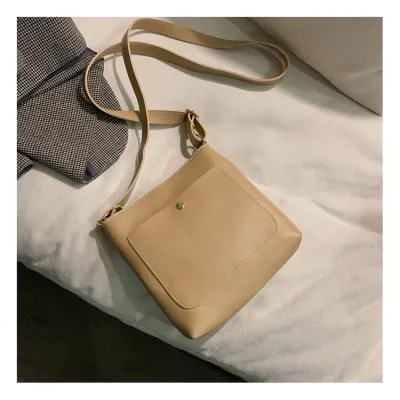 Women Fashion Casual Solid Color Square PU Shoulder Bag