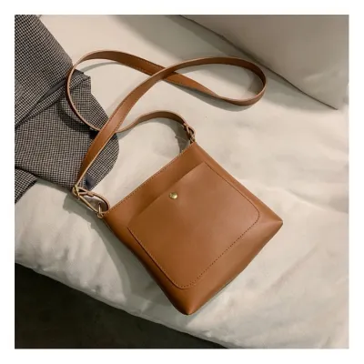 Women Fashion Casual Solid Color Square PU Shoulder Bag