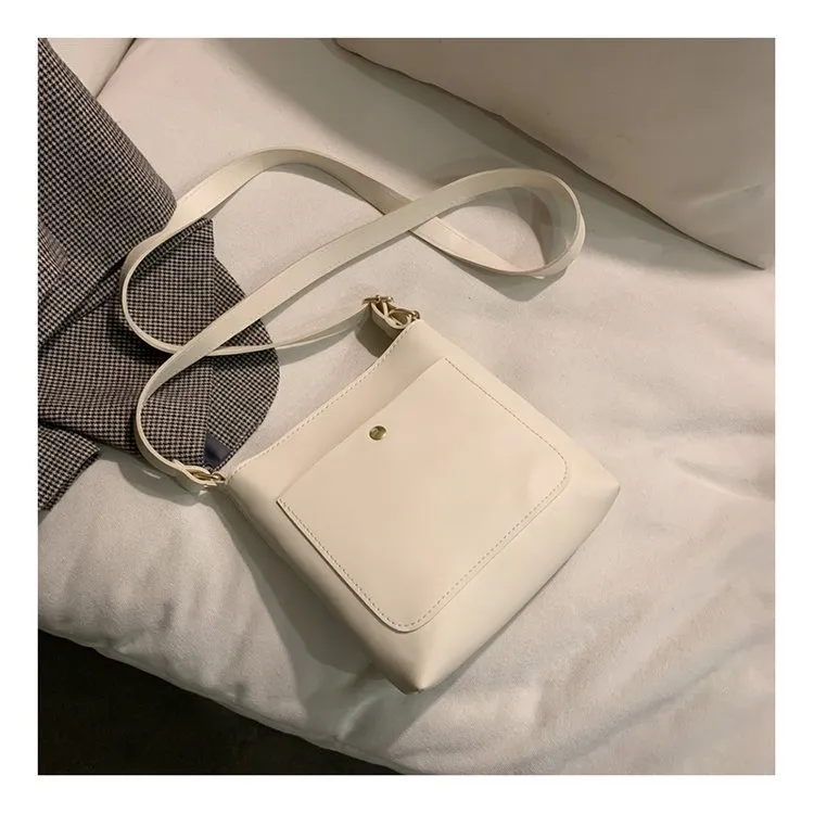 Women Fashion Casual Solid Color Square PU Shoulder Bag