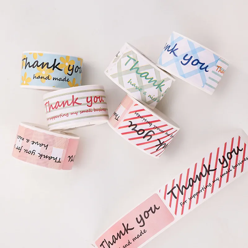 Rectangle Thank You Letter Square 120 Pieces Adhesive Label Sealing Sticker
