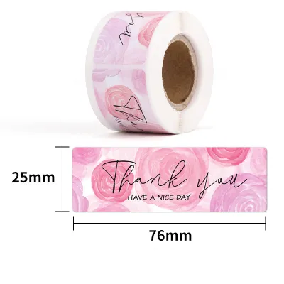 Rectangle English Thank You Label Outer Package Sealing Sticker Round Copper Plate Adhesive Water Gel Multicolor Printing