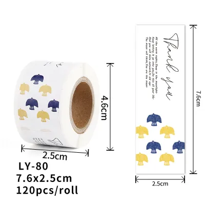 Rectangle English Thank You Label Outer Package Sealing Sticker Round Copper Plate Adhesive Water Gel Multicolor Printing