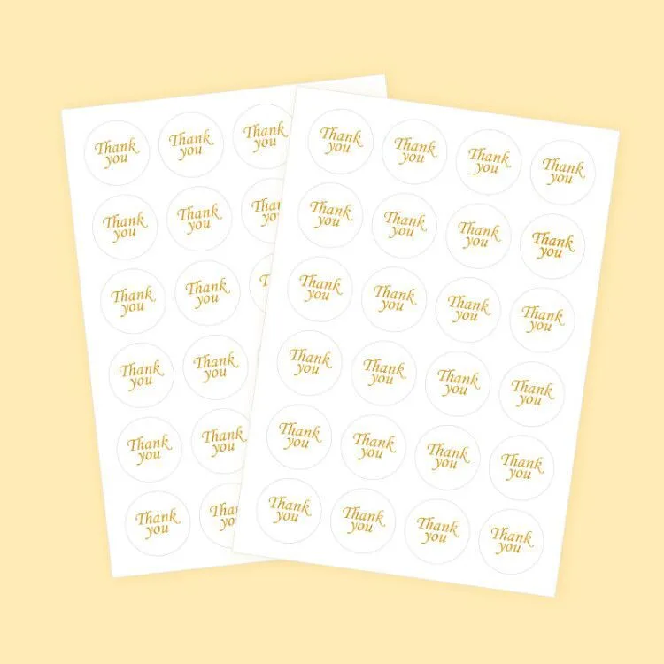 Transparent Diameter 2.5cm Thank You Lovable Wind Decoration Sticker
