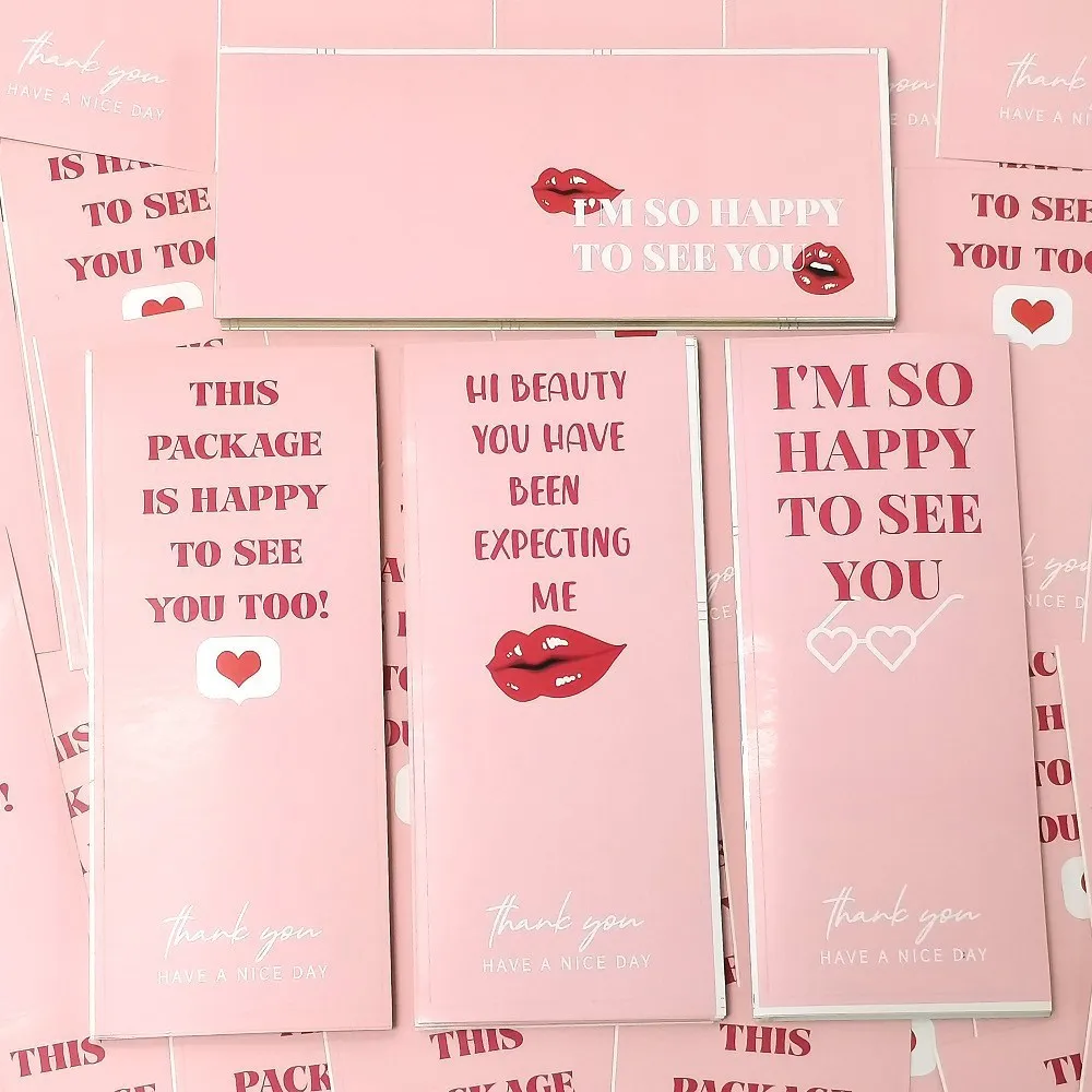 Pink Rectangle Love Lips Gift Box Stickers Stationery