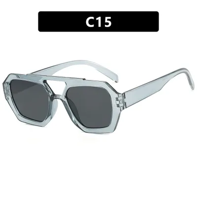 Women Fashion Irregular Polygon Frame Leopard Print Sunglasses