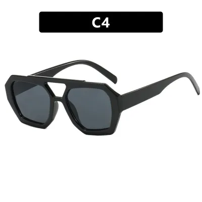 Women Fashion Irregular Polygon Frame Leopard Print Sunglasses