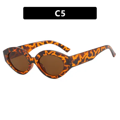 Women Retro Solid Color Small Frame Oval Sunglasses