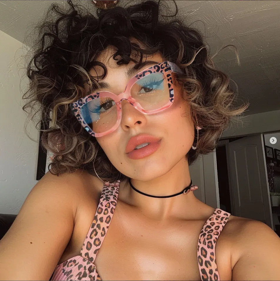 Fashion Printed Anti-Blue Light Leopard Cat'S Eye Glasses
