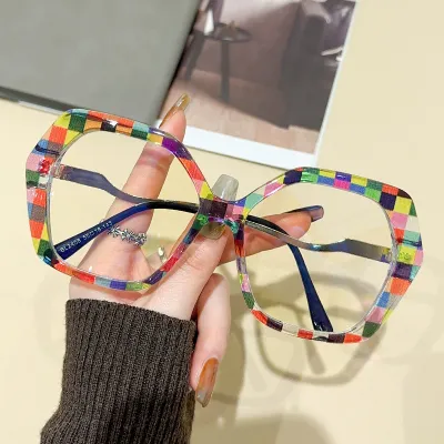 Fashion Color Matching Multi-Sided Anti-Blue Light Glasses Polygon Metal PC