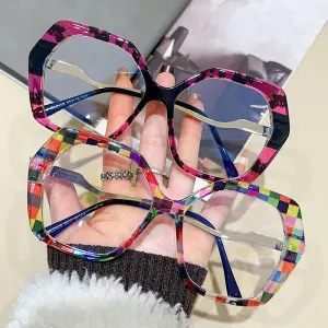 Fashion Color Matching Multi-Sided Anti-Blue Light Glasses Polygon Metal PC
