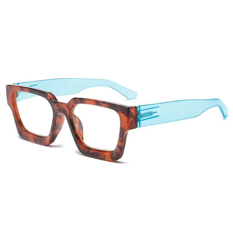 Fashion Leopard Thick Frame Anti-Blue Anti-Fatigue Sunglasses
