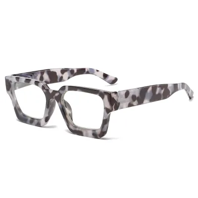 Fashion Leopard Thick Frame Anti-Blue Anti-Fatigue Sunglasses