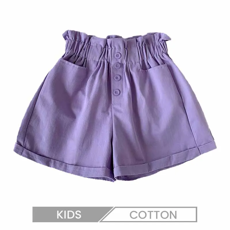 Kids Girls Simple Casual Solid Color Basic Cotton Shorts