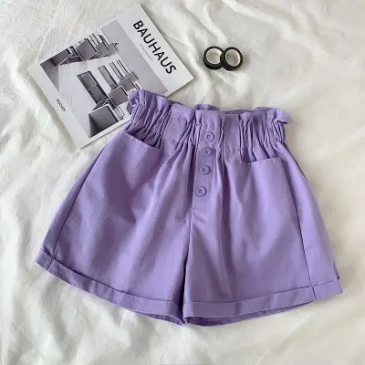 Kids Girls Simple Casual Solid Color Basic Cotton Shorts