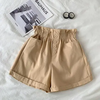 Kids Girls Simple Casual Solid Color Basic Cotton Shorts
