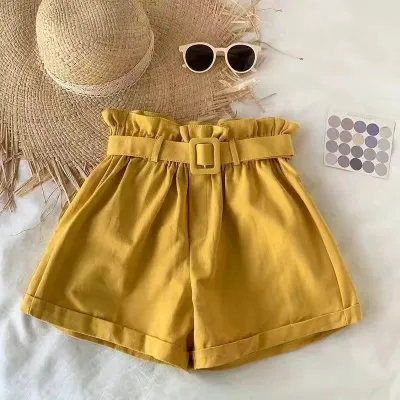 Kids Girls Simple Casual Solid Color Basic Cotton Shorts