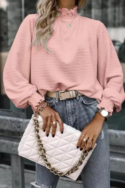 Autumn And Spring Women Turtle Neck Long Sleeve Lantern Sleeve Blouse