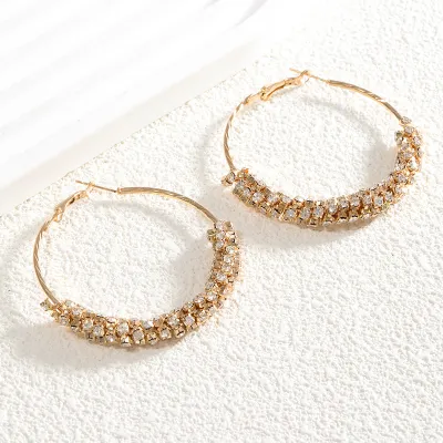 Fashion Multicolor Rhinestone Hoop Earrings