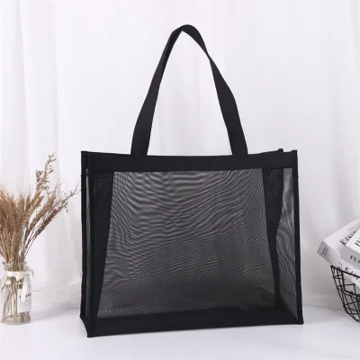 Reusable 40*35*12cm Custom Shopping Blank Nylon Mesh Bag