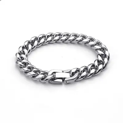 Men Fashion Hip Hop Titanium Steel Bracelet Couple Style Wave Geometric