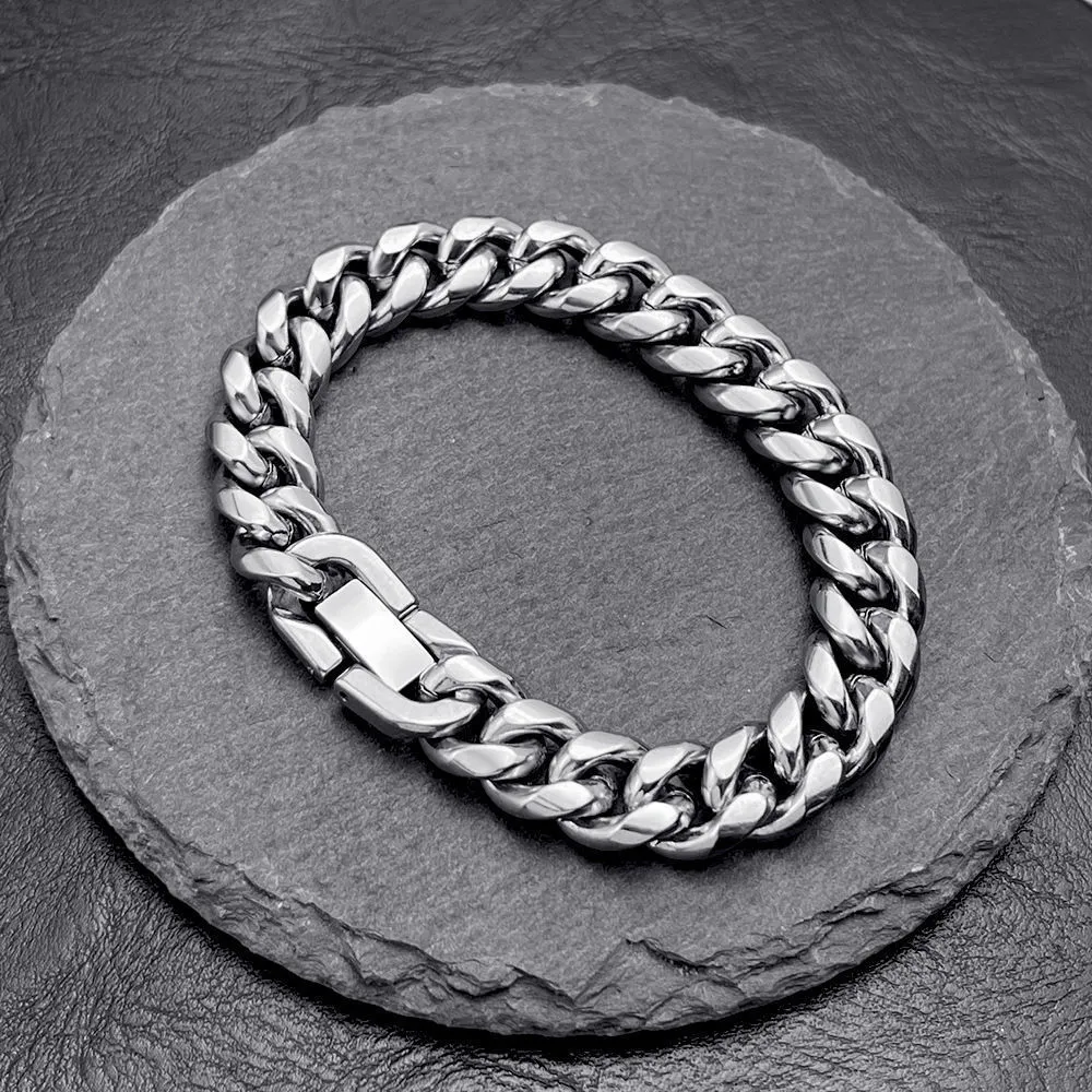 Men Fashion Hip Hop Titanium Steel Bracelet Couple Style Wave Geometric