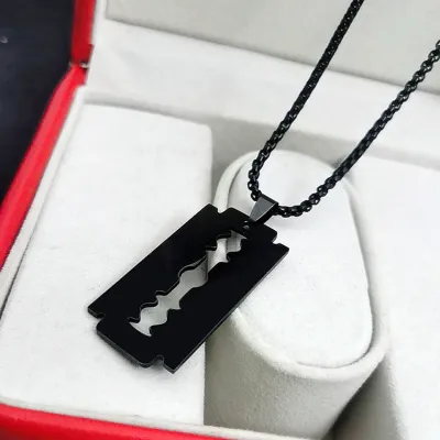 Men's Vintage Titanium Steel Snake Chain Geometric Pendant Necklace