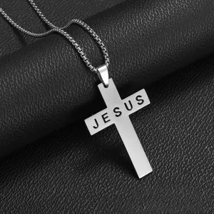 Men Fashion Cross Stainless Steel Snake Chain Necklace