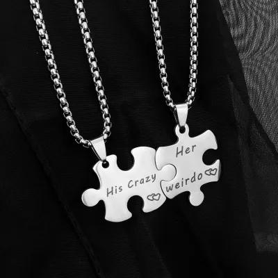 Men Fashion Valentine Alphabet Stainless Steel Pearl Chain Necklace