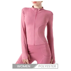 Customized Logo Women Fitness Clothes Stand Collar Casual Running Jacket Quick-Drying Tight Yoga Top