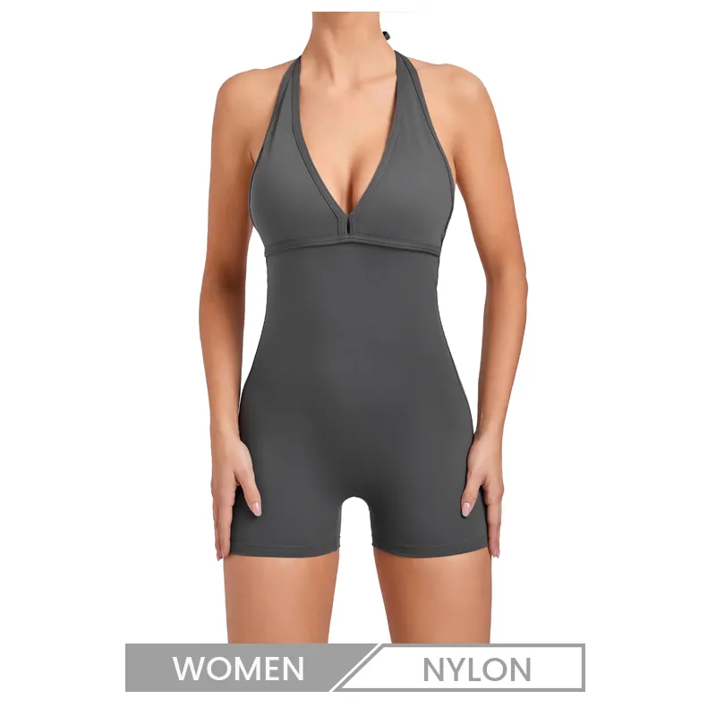 Customized Logo Women Fashion Solid Color Fitness Sports Yoga Rompers