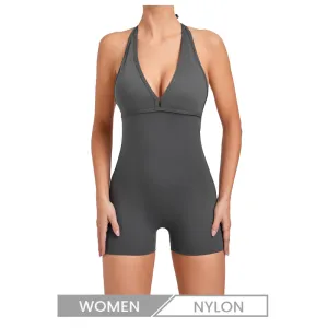 Customized Logo Women Fashion Solid Color Fitness Sports Yoga Rompers