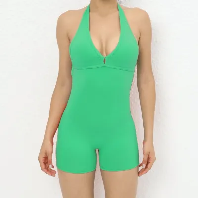 Customized Logo Women Fashion Solid Color Fitness Sports Yoga Rompers
