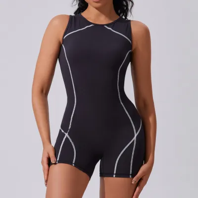 Customized Logo Women Yoga Sleeveless Zipper Sport Rompers