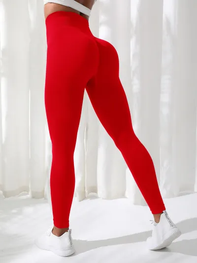 Customized Logo Women Yoga Solid Color High Waist Sports Leggings