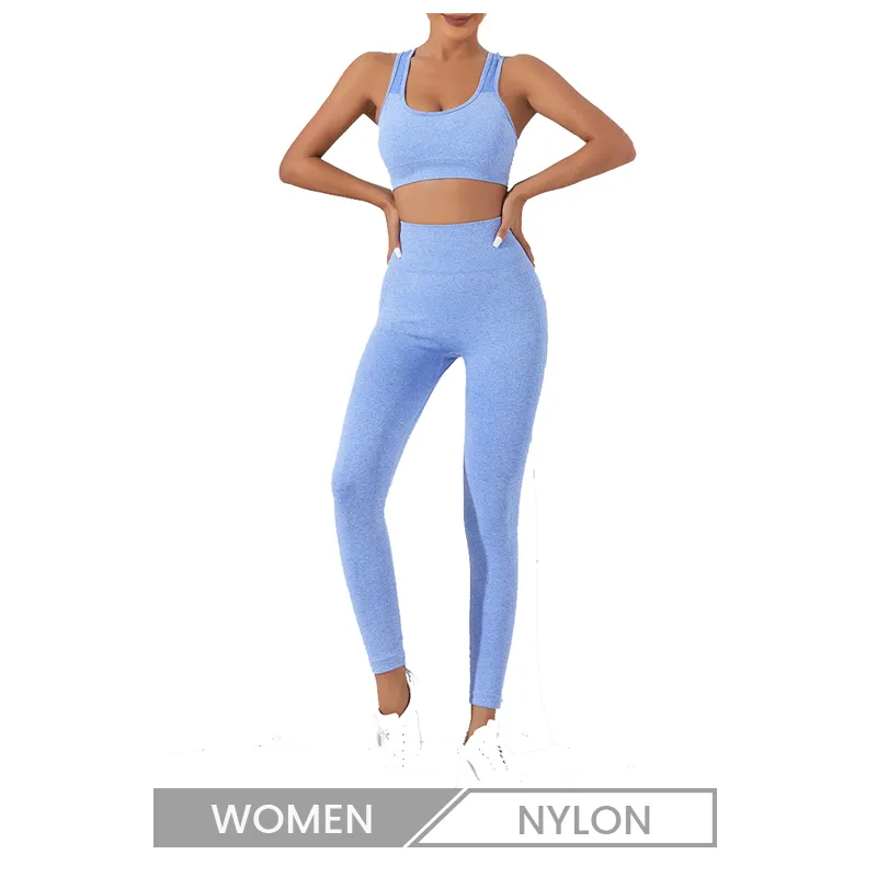 Customized Logo omen Simple Solid Color Sports Fitness Back Hollow Vest High Waist Hip Yoga Pants Two-Piece Set