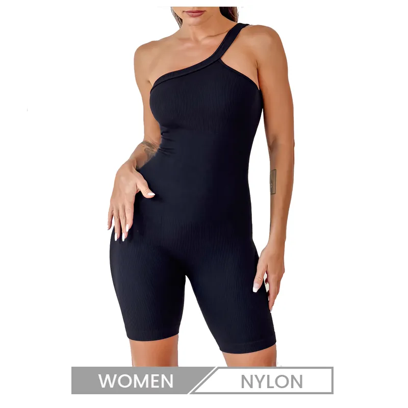 Customized Logo Women Yoga Fashion Solid Color Shoulder Sports Rompers