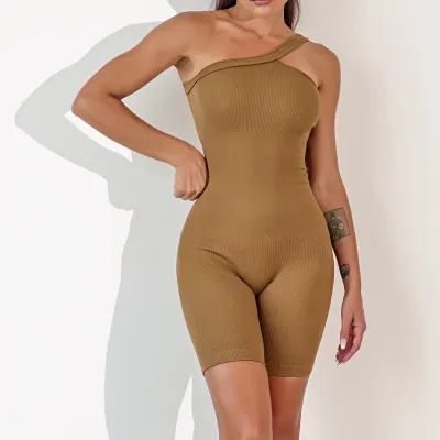 Customized Logo Women Yoga Fashion Solid Color Shoulder Sports Rompers