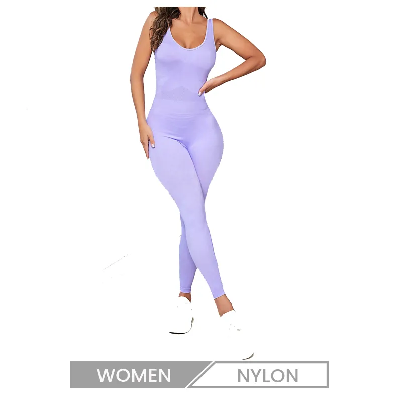 Customized Logo Women Yoga Solid Color Sexy Criss Cross Backless Sports Jumpsuits
