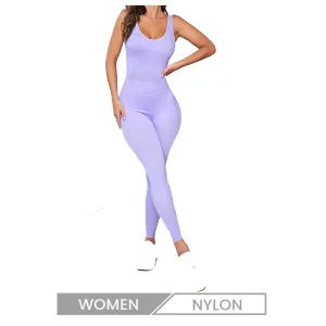 Customized Logo Women Yoga Solid Color Sexy Criss Cross Backless Sports Jumpsuits