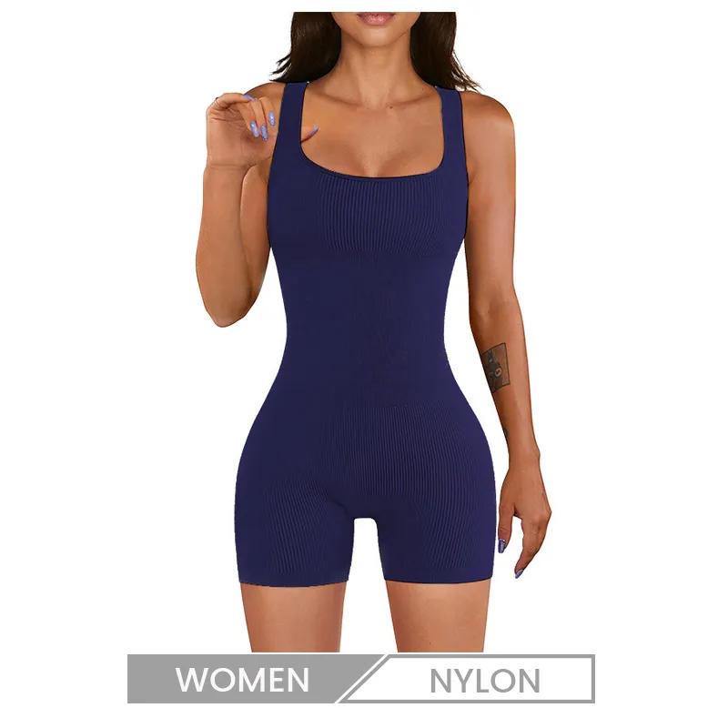 Customized Logo Women Yoga Fashion Solid Color Detachable Chest Pad Rompers