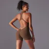 6660 Shorts Zip Jumpsuit-Chestnut