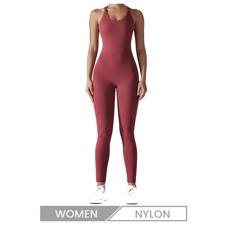 Women Fashion Cross Backless Hip Tight Fitness Yoga Jumpsuits