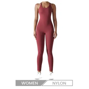 Women Fashion Cross Backless Hip Tight Fitness Yoga Jumpsuits