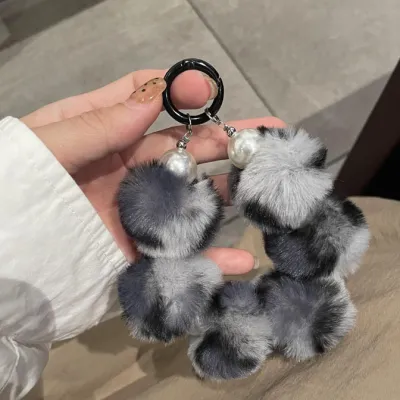 Leopard Plush Wristband Bracelet Phone Bag Pendant