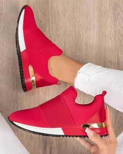 Women Fashion Casual Solid Color Breathable Platform Sneakers Slip On