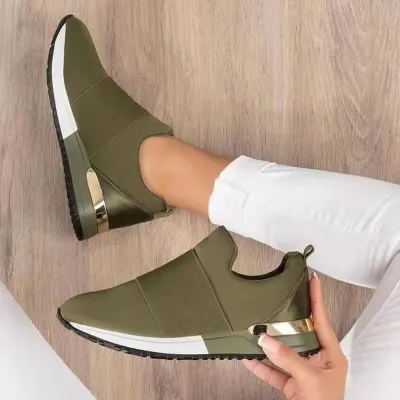 Women Fashion Casual Solid Color Breathable Platform Sneakers Slip On