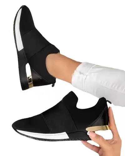 Women Fashion Casual Solid Color Breathable Platform Sneakers Slip On